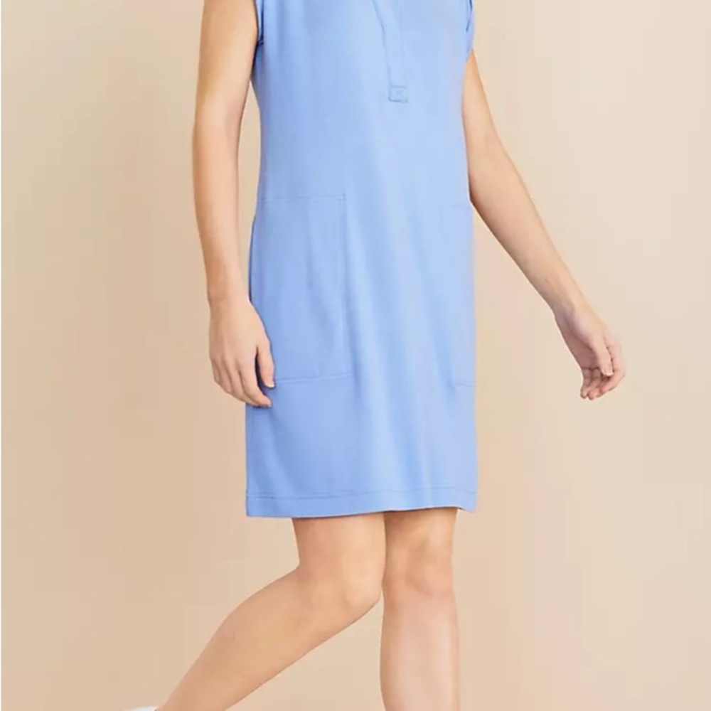 Lou & Grey Signaturesoft Henley Pocket Dress Summer Sky Haze XXSP